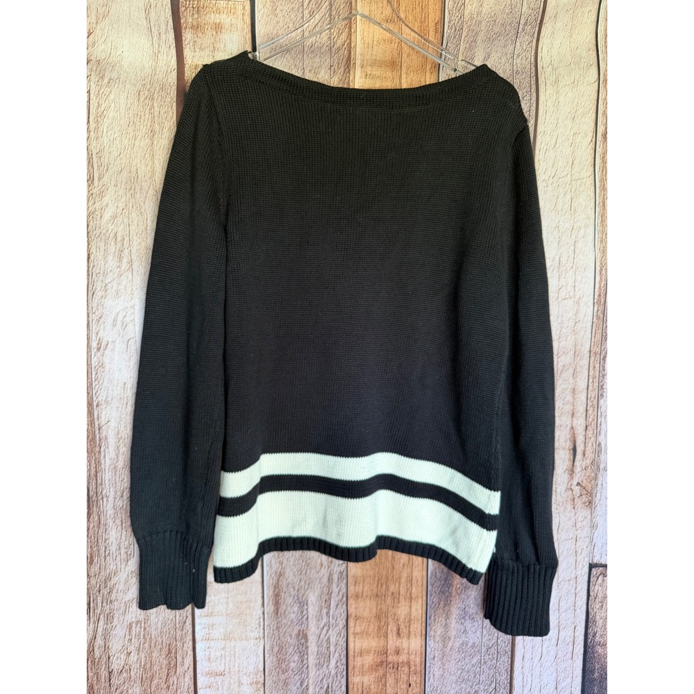 Lauren Ralph Lauren Nautical Stripe Cotton Sweater Coastal Preppy Size XL NWT - Picture 2 of 8